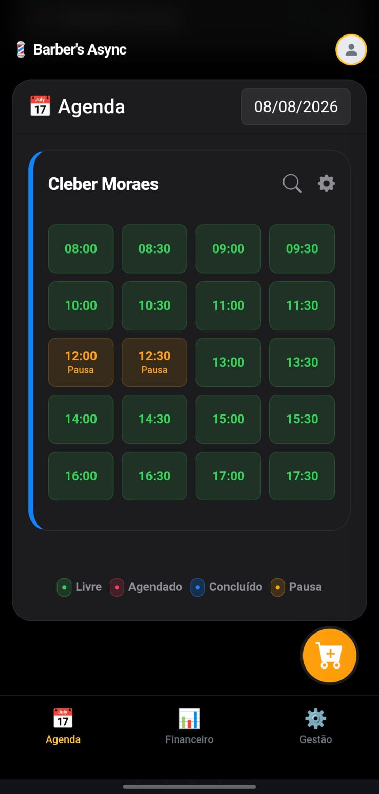 Tela de Agenda do BarberHub